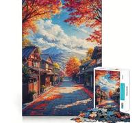Rompecabezas de 1000 Piezas para Adolescentes Camino de otoño al Monte Fuji - Juego de ingenio artístico de Ajuste Perfecto - Regalo para Relajarse,Jugar y divertirse en Navidad (38x52cm)