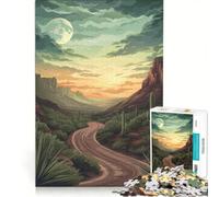 Rompecabezas de 1000 Piezas para Adolescentes Camino del Desierto Vintage al Atardecer Juego práctico de desafío difícil Colección de Artistas de Bellas Artes 50x75cm