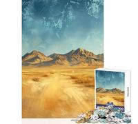 Rompecabezas de 1000 Piezas para Adolescentes Camino del Desierto Vista de la montaña Juego práctico con desafío difícil Juguete Educativo Que fomenta el Amor Entre Parejas (38x26cm)