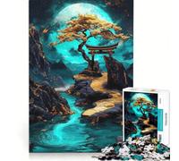 Rompecabezas de 1000 Piezas para Adolescentes Camino Dorado a la Luna, Juegos Familiares, para Diversión en Familia, Colección de Artistas, Bellas Artes 38x26cm