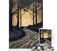 Rompecabezas de 1000 Piezas para Adolescentes Camino Dorado a través del Bosque Oscuro Juegos relajantes para la diversión Familiar Juguetes de decoración para el hogar Que fomentan el Amor Entre