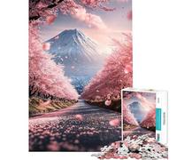 Rompecabezas de 1000 Piezas para Adolescentes Camino japonés y cerezos en Flor Rompecabezas para Adultos Juegos relajantes Corte de precisión Ayuda a ejercitar el Cerebro (tamaño 38x52cm)