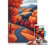 Rompecabezas de 1000 Piezas para Adolescentes: Camino otoñal a través de colinas, decoración de Pared, difícil y desafiante, Gran Regalo para los Amantes de los Videojuegos, 38x26cm