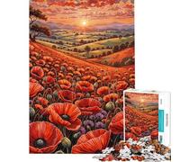 Rompecabezas de 1000 Piezas para Adolescentes Campo de Amapolas al Atardecer Rompecabezas para Adultos Juego Familiar Carrera de Velocidad Manual cumpleaños y Navidad (50x75cm)