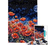Rompecabezas de 1000 Piezas para Adolescentes Campo de Amapolas bajo el Cielo Nocturno Rompecabezas para Adultos Juguetes de Bricolaje Juego desafiante de análisis y lógica Regalos (Tamaño 38x26cm)