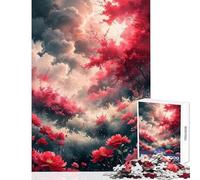 Rompecabezas de 1000 Piezas para Adolescentes Campo de Flores Escarlata Rompecabezas de 1000 Piezas Juguetes antiestrés Obra de Arte Regalo Aliviador del estrés (38x52cm)