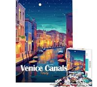 Rompecabezas de 1000 Piezas para Adolescentes Canales de Venecia Italia Noche Juego de ingenio Juguete Intelectual Gran Regalo para Amantes de los Juegos Regalos para Mujeres (tamaño 50x75cm)