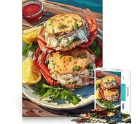 Rompecabezas de 1000 Piezas para Adolescentes Cangrejo de Peluche con limón y Salsa Decoración práctica para ejercitar la Mente Juego para Relajarse Regalo Divertido de Navidad (38x52cm)