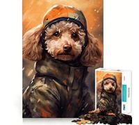 Rompecabezas de 1000 Piezas para Adolescentes Caniche de Juguete con Chaqueta de Camuflaje diseño de Corte preciso Ideal para desarrollar la Agilidad Mental entretenido Tiempo Libre