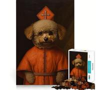 Rompecabezas de 1000 Piezas para Adolescentes Caniche de Juguete, El Papa, Corte preciso, Manualidades, Diversión cognitiva, Juego de Ocio, Arte navideño para el hogar (38x26cm)