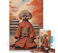 Rompecabezas de 1000 Piezas para Adolescentes Caniche de Juguete, El samurái, Juego de Ajuste, Desafío Mental, Juguete para Momentos de diversión Tranquila, Escena navideña, Arte (38x52cm)