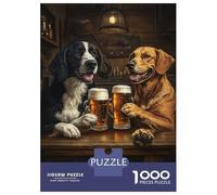 Rompecabezas De 1000 Piezas para Adolescentes Canine Cheers Two Dogs Enjoying Beers Rompecabezas para Adultos Juego Familiar Antiestrés Cumpleaños Y Navidad 52x38cm/1000pcs