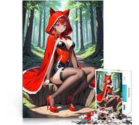 Rompecabezas de 1000 Piezas para Adolescentes Caperucita Roja de Anime Sexy en el Bosque Difícil y desafío Una Obra de Arte 38x26cm