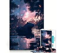 Rompecabezas de 1000 Piezas para Adolescentes Capibara bajo Las Estrellas,Juego de Ajuste, desafío Mental,Juguete,Momento de diversión Tranquila,Escena navideña,Arte (50x75cm)