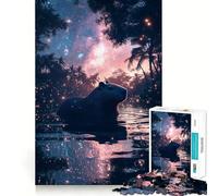 Rompecabezas de 1000 Piezas para Adolescentes Capibara bajo Las Estrellas,Juego de Ajuste, desafío Mental,Juguete,Momento de diversión Tranquila,Escena navideña,Arte (38x52cm)