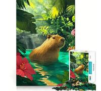 Rompecabezas de 1000 Piezas para Adolescentes Capibara en un paraíso Tropical Arte de Corte preciso Juego Divertido para concentrarse y Relajarse Regalo Ideal para cumpleaños (38x52cm)