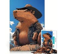 Rompecabezas de 1000 Piezas para Adolescentes Capibara,Vaquero,decoración,Juguete para ejercitar la Mente,Juego para Relajarse,Regalo Divertido de Navidad (50x75cm)