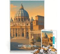 Rompecabezas de 1000 Piezas para Adolescentes: Capilla Sixtina del Vaticano, Juego de ingenio, Corte de precisión, cumpleaños y Navidad 50x75cm