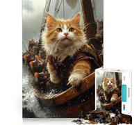Rompecabezas de 1000 Piezas para Adolescentes Capitán Gato y Tripulación Ratón Juego de Ajuste Desafío Mental Juguete para un Momento de diversión Tranquila Escena navideña Arte (50x75cm)