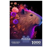 Rompecabezas De 1000 Piezas para Adolescentes Capybara Colorful Flower Rompecabezas Juegos Divertidos Desafío Difícil Cumpleaños Y Navidad 70x50cm/1000pcs