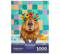 Rompecabezas De 1000 Piezas para Adolescentes Capybara in Bathtub with Flower Crown Rompecabezas para Adultos Juegos Familiares Regalos para Mujeres Cumpleaños 70x50cm/1000pcs