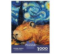Rompecabezas De 1000 Piezas para Adolescentes Capybara Sleeping Starry Night Rompecabezas para Adultos Juego Práctico Pero Divertido Y Humorístico para Cumpleaños, Navidad 38x26cm/1000pcs