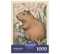 Rompecabezas De 1000 Piezas para Adolescentes Capybara William Morris Floral Rompecabezas para Adultos Juegos De Relajación Desafío Difícil Desafío Educativo 52x38cm/1000pcs