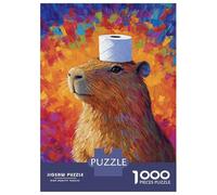 Rompecabezas De 1000 Piezas para Adolescentes Capybara with Toilet Paper Topper Rompecabezas para Adultos Juego Familiar Decoración del Hogar Cumpleaños Y Navidad 70x50cm/1000pcs