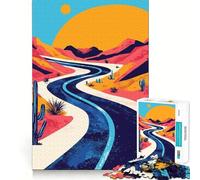 Rompecabezas de 1000 Piezas para Adolescentes Carretera del Desierto,Arte Abstracto Minimalista,Corte, lógica Divertida,Juguete Divertido,Juego Tranquilo,diversión de cumpleaños (50x75cm)
