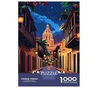Rompecabezas De 1000 Piezas para Adolescentes Cartagena, Colombia Street at Night Rompecabezas para Adultos Juegos Familiares Mejora La Memoria Regalos De Juegos Desafiantes 70x50cm/1000pcs