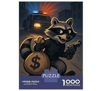 Rompecabezas De 1000 Piezas para Adolescentes Cartoon Raccoon Bandit with Money Bag Rompecabezas para Adultos Juego Familiar Desafío Difícil 70x50cm/1000pcs