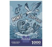 Rompecabezas De 1000 Piezas Para Adolescentes Cartoon Seal And Seagull Fish Dispute Rompecabezas Para Adultos Juegos De Relajación Ensamblaje De Patrones Diversión En Casa Actividades, 52x38cm/1000pcs