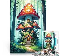 Rompecabezas de 1000 Piezas para Adolescentes Casa de Hongos en Primer Plano Juego Educativo Familiar Juego de desafío único 52x38cm