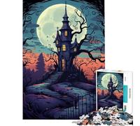 Rompecabezas de 1000 Piezas para Adolescentes Casa embrujada de Halloween desafío Educativo Actividades Familiares Juegos relajantes para Mayores de 14 años (38x26cm)
