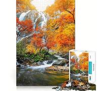 Rompecabezas de 1000 Piezas para Adolescentes Cascada de otoño,Arte de Bordes precisos,Juguete para Entrenar el Cerebro,Juego para Pasar un rato Agradable,decoración navideña (38x26cm)