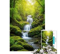 Rompecabezas de 1000 Piezas para Adolescentes Cascada exuberante en un Bosque Verde Rompecabezas para Adolescentes Juguetes para Hacer tú Mismo Vacaciones en casa Tiempo Libre interacción Entre