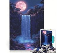 Rompecabezas de 1000 Piezas para Adolescentes Cascada Nocturna Juegos Divertidos Entrena tu Cerebro y Tus Manos Mejora el Amor Entre Parejas 50x75cm