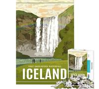 Rompecabezas de 1000 Piezas para Adolescentes Cascada Skogafoss de Islandia Juego Educativo Juguetes didácticos Regalo Ideal para cumpleaños y para Disfrutar en Familia (Tamaño 50x75cm)