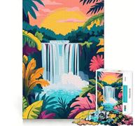Rompecabezas de 1000 Piezas para Adolescentes Cascada Tropical al Atardecer, Arte de Bordes precisos, Entrenamiento Mental, Juego Divertido y Tranquilo, Regalo de cumpleaños (38x52cm)