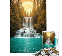 Rompecabezas de 1000 Piezas para Adolescentes Cascada y Paisaje de Bosque Iluminado por la Luna Rompecabezas para Adultos Juguetes de Bricolaje análisis y lógica cumpleaños