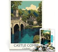 Rompecabezas de 1000 Piezas para Adolescentes: Castillo Combe, Cotswolds, Juegos educativos, Actividades Divertidas para Hacer en casa, colección de Artistas, Bellas Artes 38x26cm