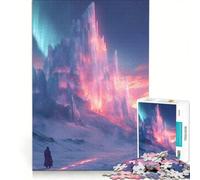 Rompecabezas de 1000 Piezas para Adolescentes Castillo congelado en un Paisaje fantástico Juego práctico para divertirse en Familia Ideal para Decorar el Escritorio 50x75cm