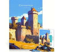 Rompecabezas de 1000 Piezas para Adolescentes Castillo de Carcasona,Arte de Bordes precisos,Entrenamiento Mental,Juego Divertido y Tranquilo,Regalo de cumpleaños (38x52cm)