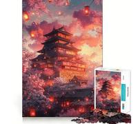 Rompecabezas de 1000 Piezas para Adolescentes,Castillo de cerezos en Flor,Articulaciones Finas,Divertido Juego para ejercitar la Mente,Juego Acogedor,Regalo de cumpleaños (38x26cm)