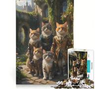 Rompecabezas de 1000 Piezas para Adolescentes: Castillo de Gatos aristócratas, Juegos relajantes, para desconectar intelectualmente, Regalos de cumpleaños 38x26cm