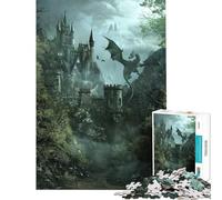 Rompecabezas de 1000 Piezas para Adolescentes Castillo del Dragón Oscuro Ayuda a ejercitar el Cerebro Regalo de cumpleaños Juguete Decorativo para la Pared Apto para Mayores de 14 años (38x52cm)