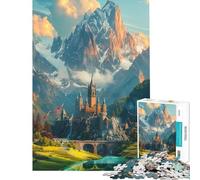 Rompecabezas de 1000 Piezas para Adolescentes Castillo Encantado al Atardecer Juguetes educativos Juego de construcción de Patrones Gran Regalo para los Amantes de los Juegos (tamaño 38x52cm)