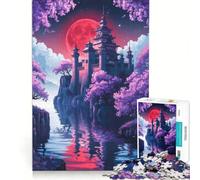 Rompecabezas de 1000 Piezas para Adolescentes: Castillo japonés bajo la Luna de Sangre, Juego Imposible, Entrena tu Cerebro y Tus Manos, Regalo de cumpleaños, Regalos 38x52cm