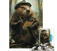 Rompecabezas de 1000 Piezas para Adolescentes Castor Detective Juguete de Vida Salvaje Juego Intelectual Juego práctico antiestrés Gran Regalo para los Amantes de los Juegos (tamaño 50x75cm)