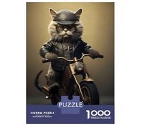 Rompecabezas De 1000 Piezas para Adolescentes Cat Biker Animal Rompecabezas para Adultos Juegos Relajantes Montaje De Patrones Regalos para Amigos Y Familiares 70x50cm/1000pcs